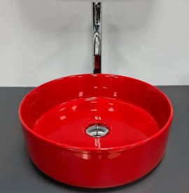 Раковина для ванной VBI Prato ⌀35,5 см керамика красный глянцевый VBI-011416