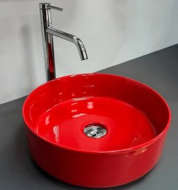 Раковина для ванной VBI Prato ⌀35,5 см керамика красный глянцевый VBI-011416