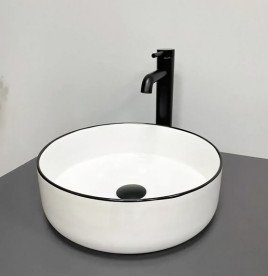 Раковина для ванной VBI Prato ⌀35,5 см керамика White Black Edge VBI-011414