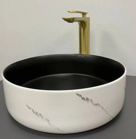 Раковина для ванної VBI Prato ⌀35,5 см кераміка white black marble matt VBI-011409