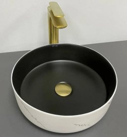 Раковина для ванної VBI Prato ⌀35,5 см кераміка white black marble matt VBI-011409