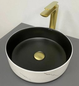 Раковина для ванної VBI Prato ⌀35,5 см кераміка white black marble matt VBI-011409
