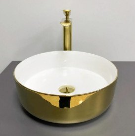Раковина для ванной VBI Prato ⌀36 см керамика золото/белый VBI-011415