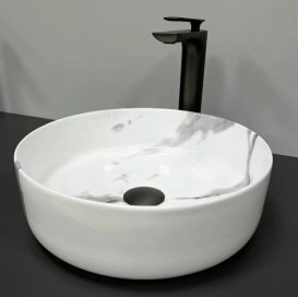 Раковина для ванної кімнати VBI PRATO 36x36 см кераміка природний мармур глянсовий VBI-011404