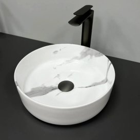 Раковина для ванної кімнати VBI PRATO 36x36 см кераміка природний мармур глянсовий VBI-011404