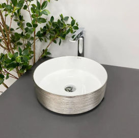 Раковина для ванної кімнати VBI PRATO 36x36 см кераміка срібний/білий VBI-011407