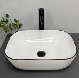Раковина для ванної VBI Ravenna 45,5х32,5 см кераміка white black edge VBI-011224