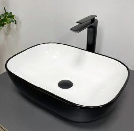 Раковина для ванной VBI Ravenna 46х33,5 см керамика черный/белый глянцевый VBI-011226