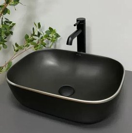 Раковина для ванної VBI Ravenna 46х33 см кераміка black matt silver edge VBI-011229