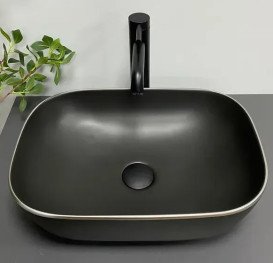 Раковина для ванної VBI Ravenna 46х33 см кераміка black matt silver edge VBI-011229