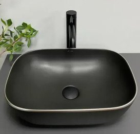 Раковина для ванної VBI Ravenna 46х33 см кераміка black matt silver edge VBI-011229