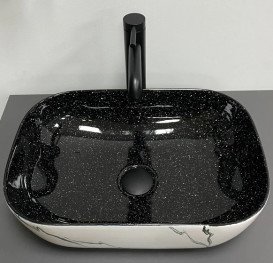 Раковина для ванної VBI Ravenna 46х33 см кераміка white black marmo VBI-011230