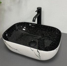 Раковина для ванної VBI Ravenna 46х33 см кераміка white black marmo VBI-011230