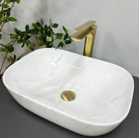 Раковина для ванної кімнати VBI RAVENNA 46x32,5 см кераміка природний мармур глянсовий VBI-011208