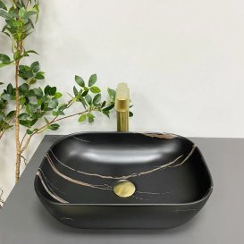 Раковина для ванної кімнати VBI RAVENNA 46x32,5 см кераміка чорний камінь матовий VBI-011214