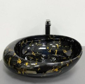 Раковина для ванної VBI Riccia 51х41 см кераміка Black marmo glossy VBI-017201