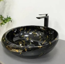 Раковина для ванної VBI Riccia 51х41 см кераміка Black marmo glossy VBI-017201