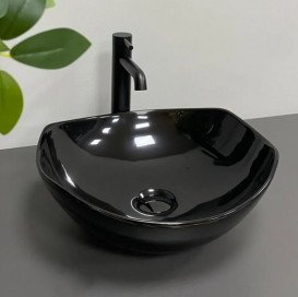 Раковина для ванної VBI Ronta 42х38,5 см кераміка чорний глянсовий VBI-017301