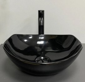Раковина для ванної VBI Ronta 42х38,5 см кераміка чорний глянсовий VBI-017301