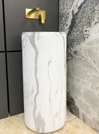 Раковина для ванной VBI Taranto напольная ⌀38,5 см искусственный камень Marmo Matt VBI-019017