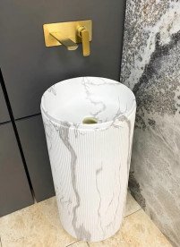 Раковина для ванной VBI Taranto напольная ⌀38,5 см искусственный камень Marmo Matt VBI-019017