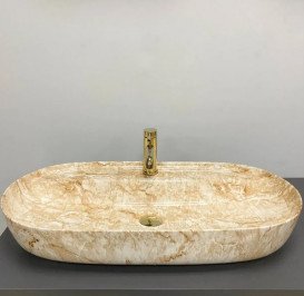 Раковина для ванной VBI Terni M 80х41 см керамика Travertine VBI-011804