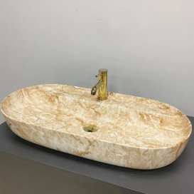 Раковина для ванной VBI Terni M 80х41 см керамика Travertine VBI-011804