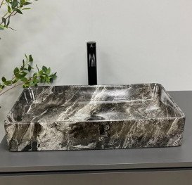 Раковина для ванной VBI Triest 61,5х35 см керамика anthracite marble VBI-012717