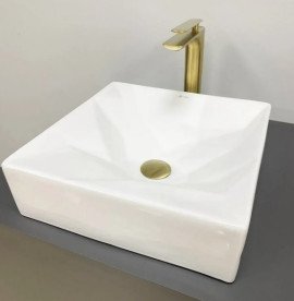 Раковина для ванной VBI Troia 41х40,5 см искусственный камень белый глянцевый VBI-016400