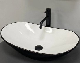 Раковина для ванной VBI Turin 60х36 см керамика черный/белый VBI-011513