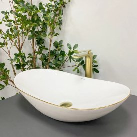 Раковина для ванної кімнати VBI TURIN 60x36 см кераміка білий з золотою каймоюVBI-011508
