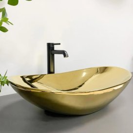Раковина для ванної кімнати VBI TURIN 60x36 см кераміка золотий глянсовий VBI-011509