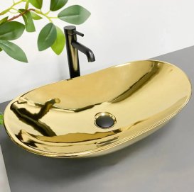 Раковина для ванної кімнати VBI TURIN 60x36 см кераміка золотий глянсовий VBI-011509