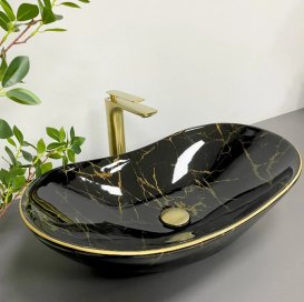 Раковина для ванной VBI TURIN 62x36,5 см керамика мрамор черный глянцевый VBI-011505