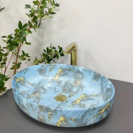 Раковина для ванної кімнати VBI UDINE 55x41 см кераміка мармур синій матовий VBI-012103