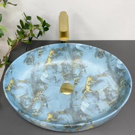 Раковина для ванної кімнати VBI UDINE 55x41 см кераміка мармур синій матовий VBI-012103