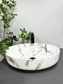 Раковина для ванної кімнати VBI UDINE CARRARA GLOSSY 43x28 см кераміка мармур глянсовий VBI-012101