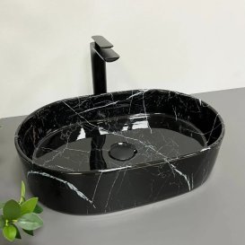 Раковина для ванной VBI VERONA 50 50x34 см керамика черный мармо глянцевый VBI-011314