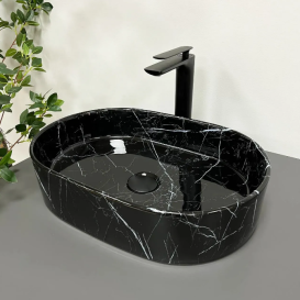 Раковина для ванной VBI VERONA 50 50x34 см керамика черный мармо глянцевый VBI-011314