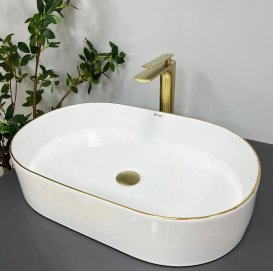 Раковина для ванної кімнати VBI VERONA 60 60x38,5 см кераміка білий з злотою каймою VBI-011308