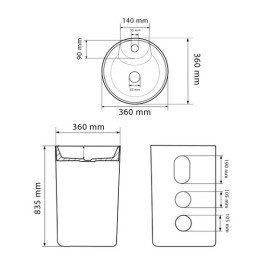 Раковина для ванной VBI Vinici напольная ⌀36 см керамика белый VBI-019015
