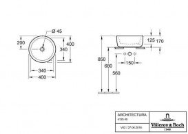 Раковина для ванної кімнати Villeroy & Boch Architectura ⌀40 см санітарна кераміка альпійський білий CeramicPlus 412541R1
