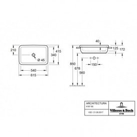Раковина для ванной Villeroy & Boch Architectura 61,5х41,5 см санитарная керамика альпийский белый 41676101