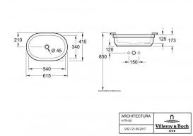 Раковина для ванной Villeroy & Boch Architectura 61,5х41,5 см санитарная керамика альпийский белый 41766101