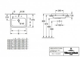 Раковина для ванної кімнати Villeroy & Boch Architectura 65х47 см шліфована санітарна кераміка альпійський білий 4188KG01