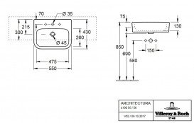Раковина для ванної кімнати Villeroy & Boch Architectura 55х43 см санітарна кераміка альпійський білий CeramicPlus 419056R1