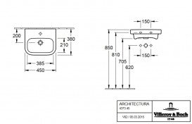 Раковина для ванної кімнати Villeroy & Boch Architectura 45х38 см санітарна кераміка альпійський білий 43734501