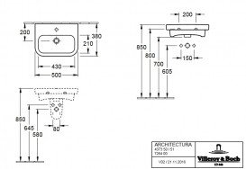 Раковина для ванной Villeroy & Boch Architectura 50х38 см санитарная керамика альпийский белый CeramicPlus 437350R1