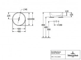 Раковина для ванной Villeroy & Boch Architectura ⌀45 см санитарная керамика альпийский белый 5A254601