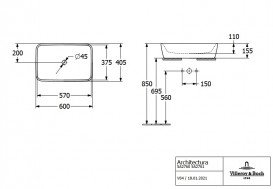 Раковина для ванной Villeroy & Boch Architectura 60х40,5 см санитарная керамика альпийский белый  5A276101